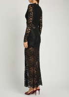 Rabanne V-neck Lace and Jersey Maxi Dress Black