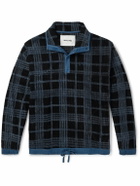 Story Mfg. - Polite Logo-Embroidered Checked Organic Cotton-Corduroy Sweatshirt - Blue