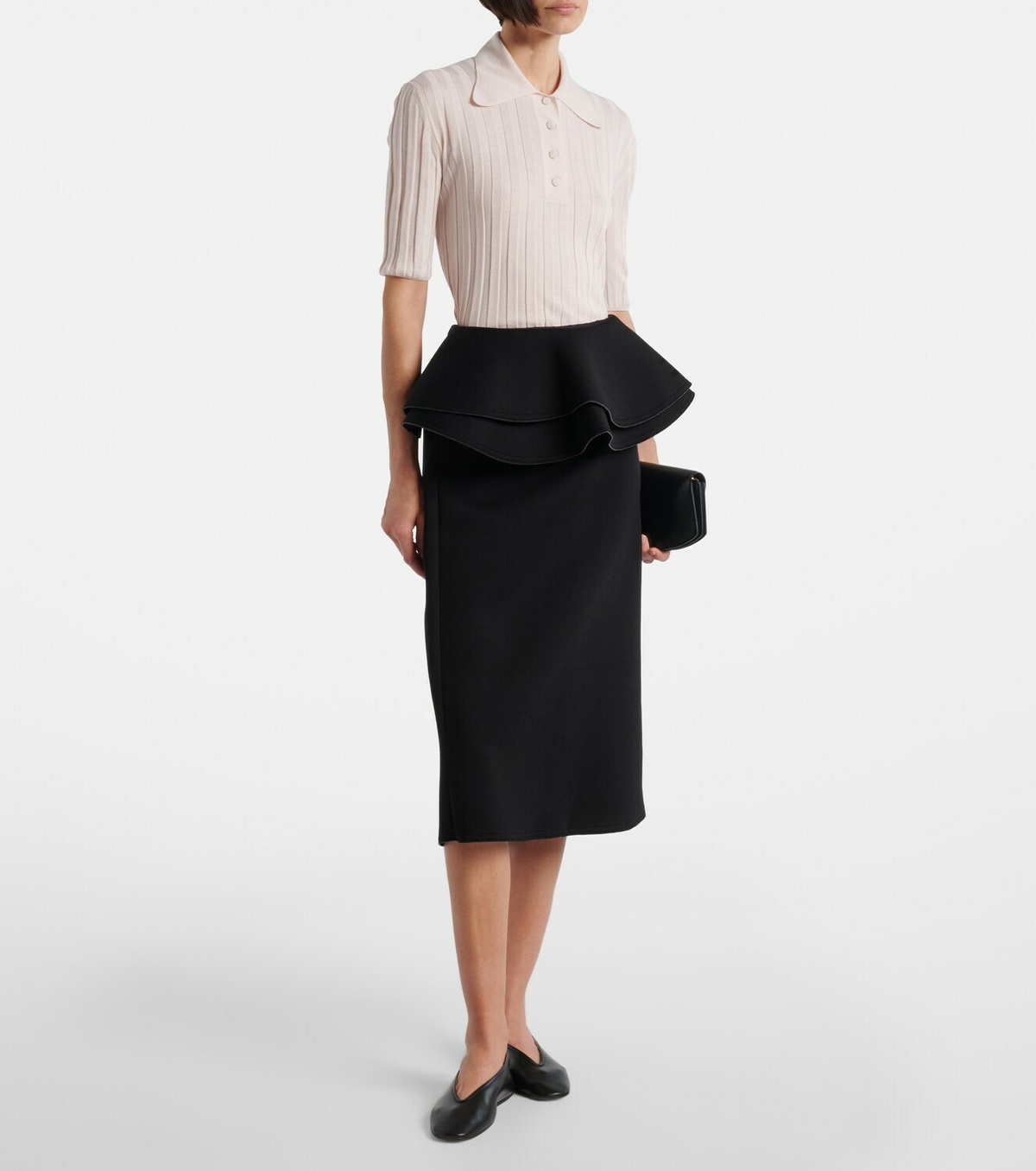 Plan C Ribbed-knit wool polo shirt
