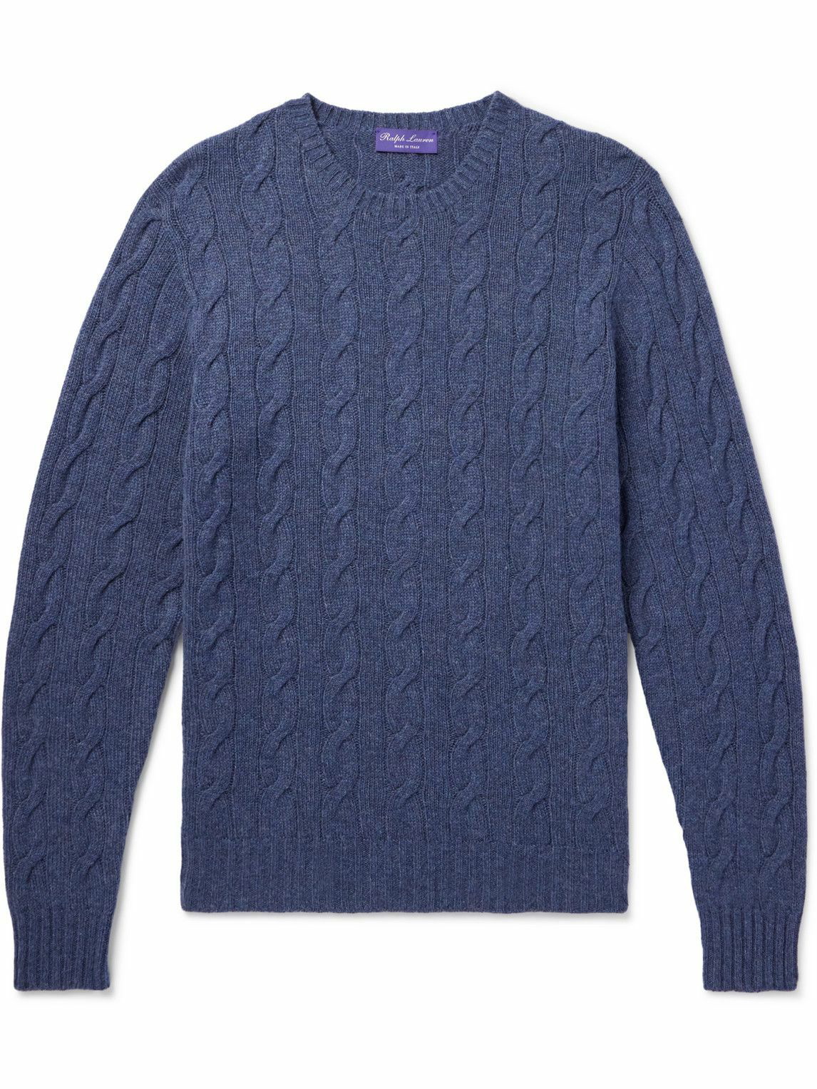 Photo: Ralph Lauren Purple label - Cable-Knit Cashmere Sweater - Blue