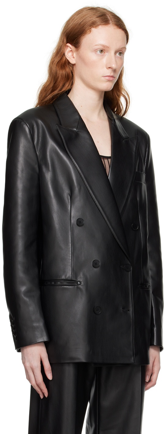 Stella McCartney Black Oversized Faux-Leather Blazer Stella McCartney