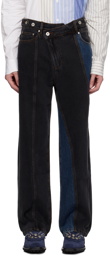 Feng Chen Wang Black Irregular Waistband Jeans