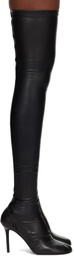 Courrèges Black Oblique Stretch Leather Effect Thigh Boots