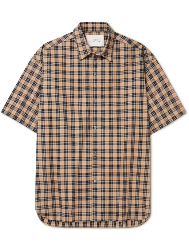 Photo: Studio Nicholson - Sorono Oversized Checked Cotton- Poplin Shirt - Brown