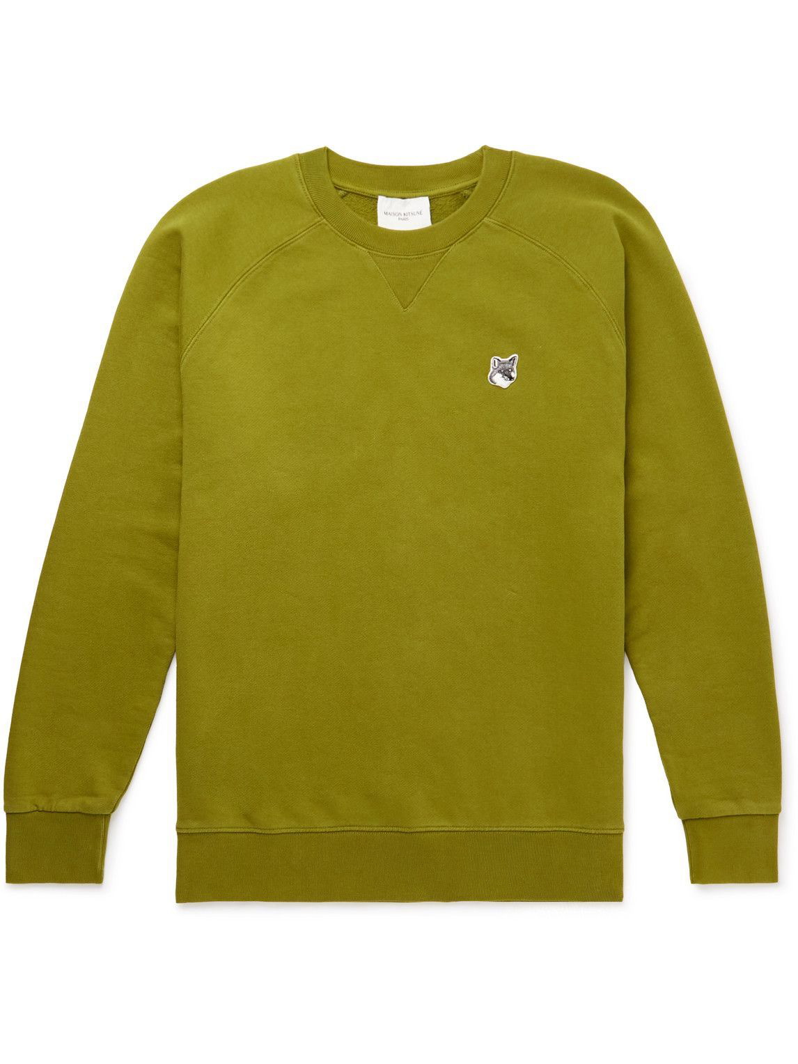 Maison Kitsuné - Logo-Appliquéd Cotton-Jersey Sweatshirt - Green Maison ...