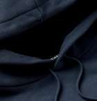Balenciaga - Bonjour Paris Logo-Print Fleece-Back Cotton-Jersey Hoodie - Blue