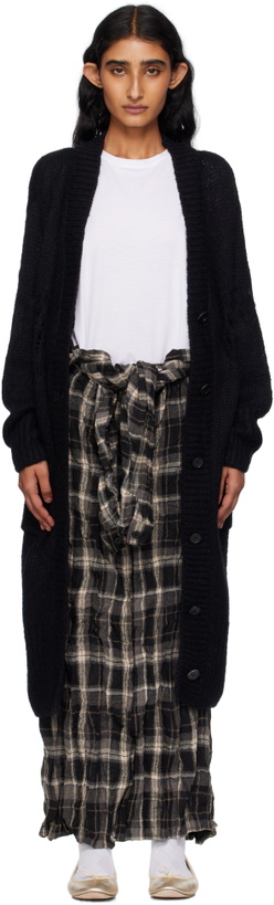 Photo: OPEN YY Black Alpaca Argyle Pointelle Long Cardigan