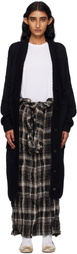 OPEN YY Black Alpaca Argyle Pointelle Long Cardigan