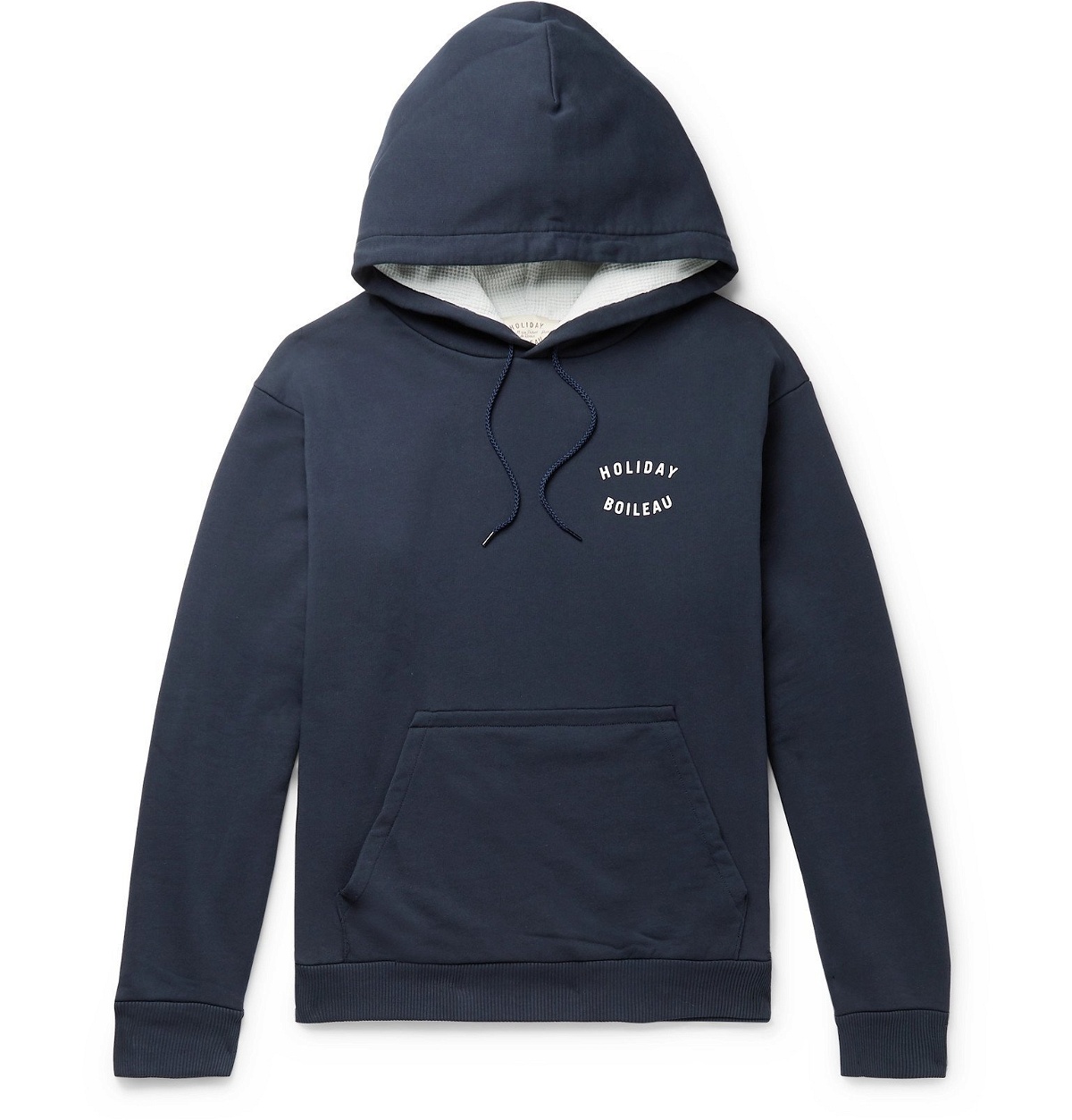 Photo: Holiday Boileau - Logo-Print Loopback Washed-Cotton Jersey Hoodie - Blue