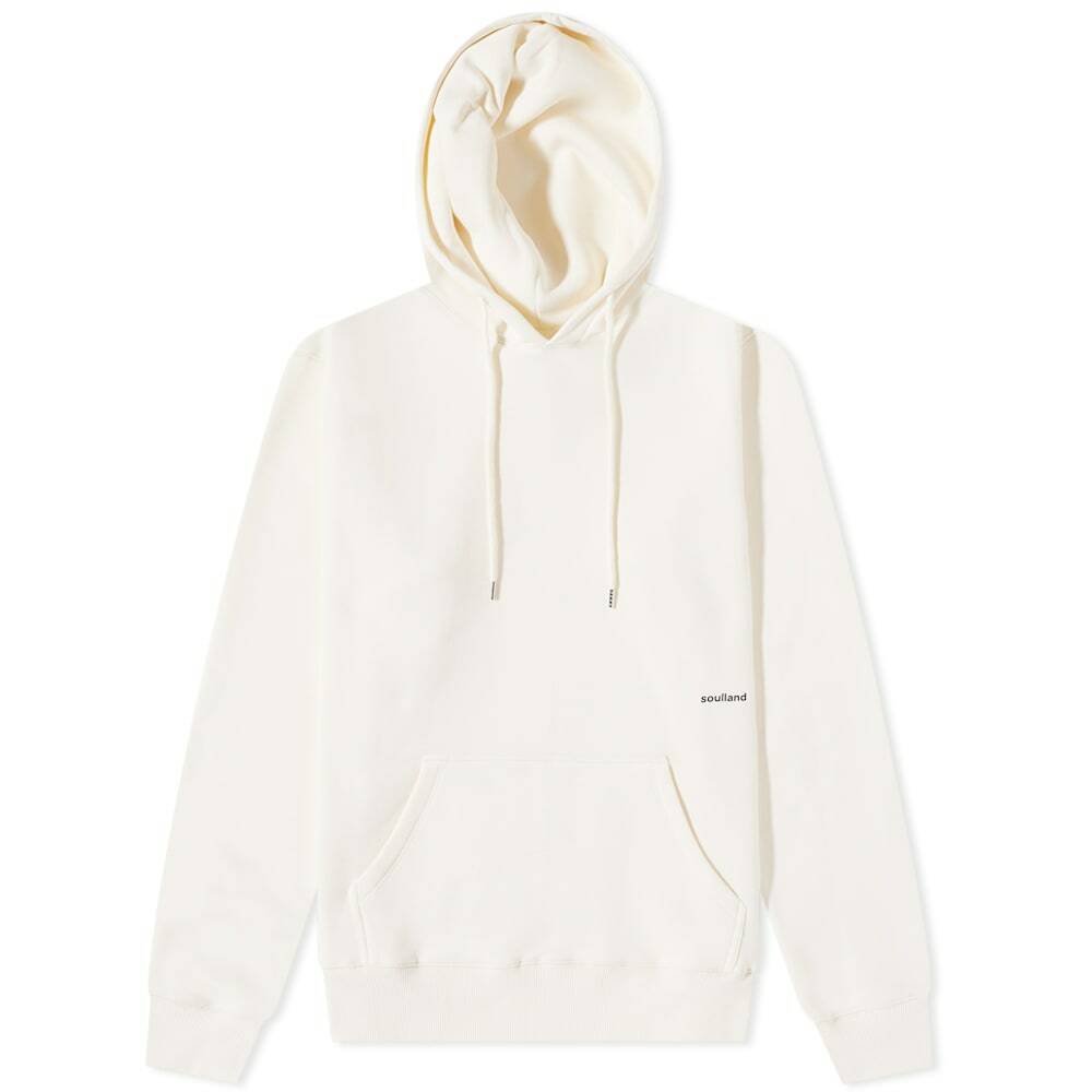 Soulland Men's Wallance Logo Hoody in Off White Soulland