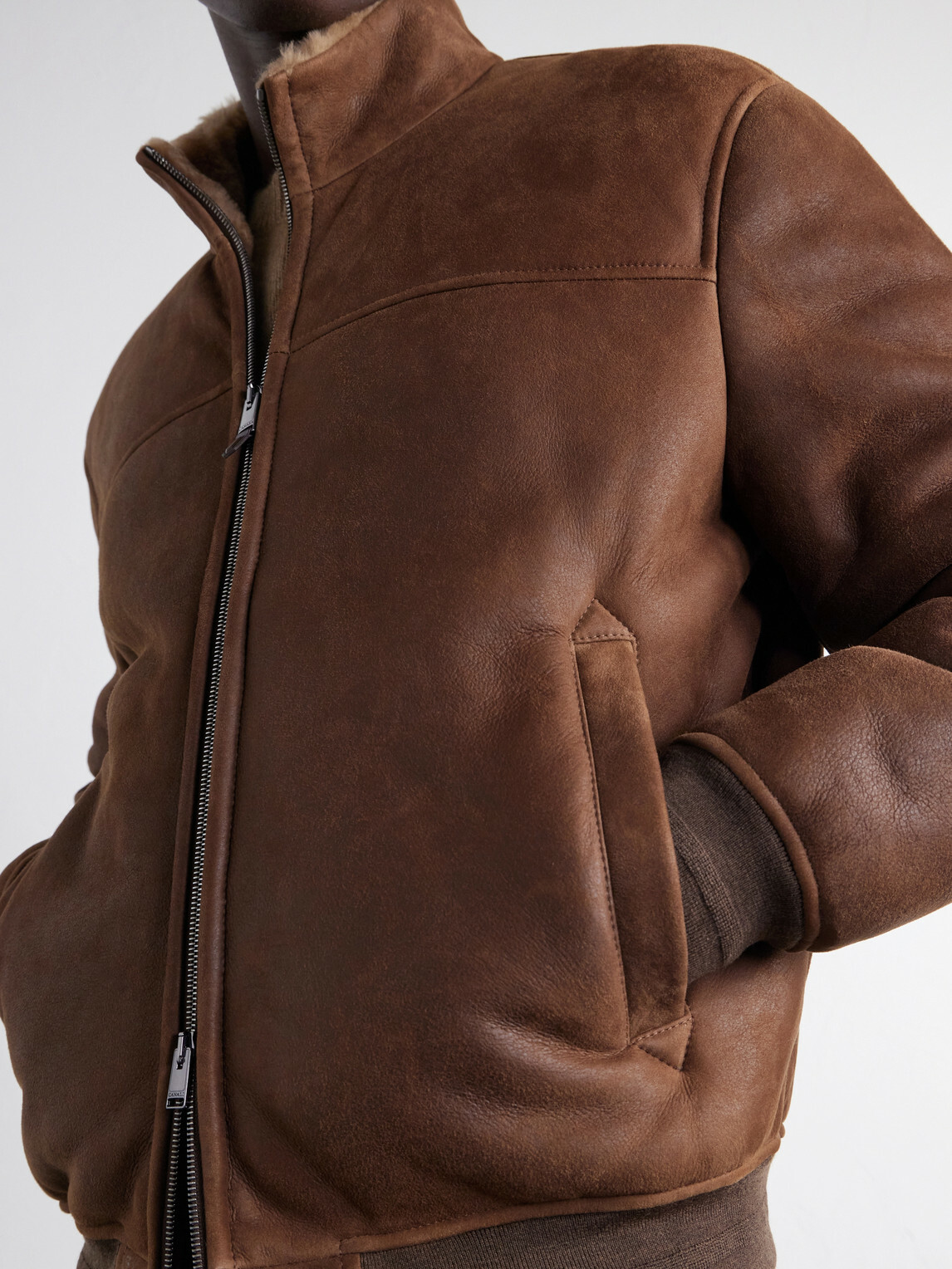 Canali - Shearling-Lined Full-Grain Leather Jacket - Brown