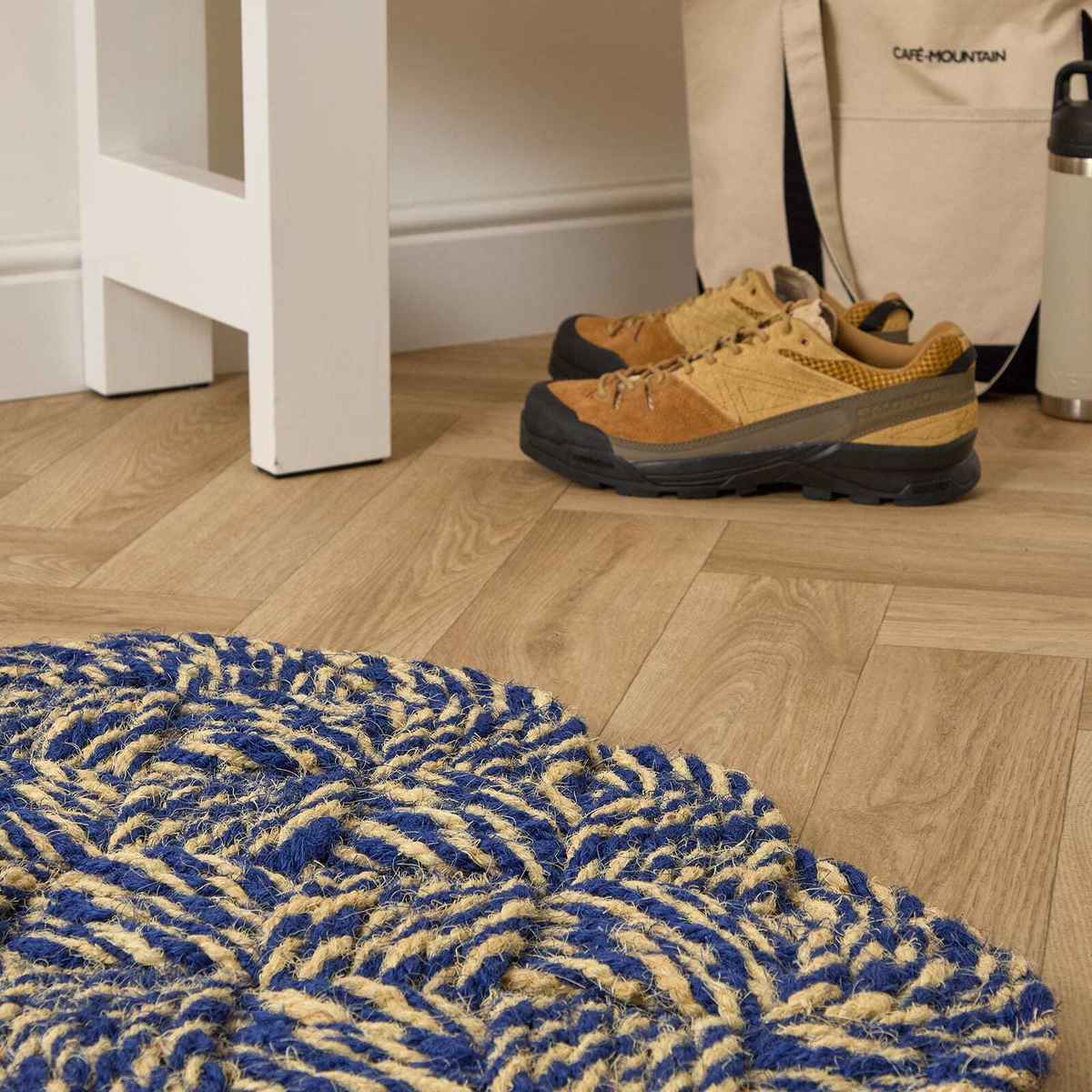 HAY Coco Door Mat - Swirl in Blue/Off-White 
