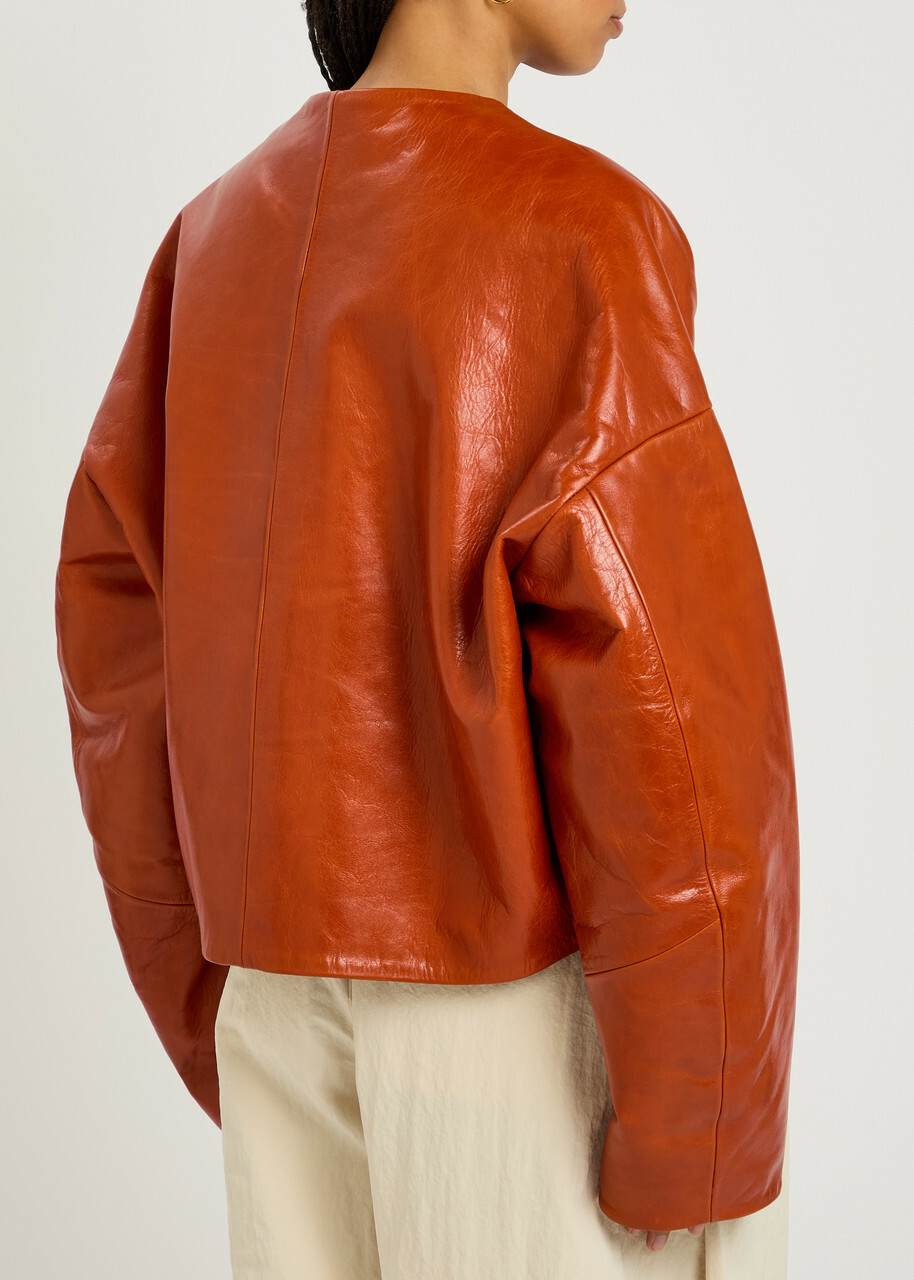 Entire Studios Arced Quilted Leather Jacket Copper