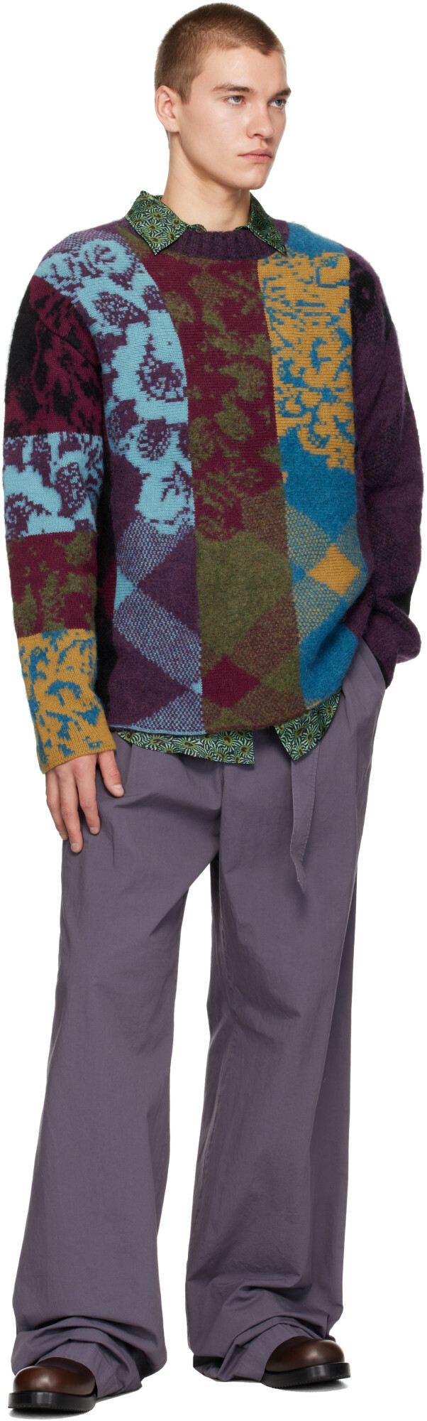 Dries Van Noten Purple Poplin Trousers