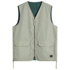 Taion Men's Military Reversible V-Neck Vest in Dark Sage Green