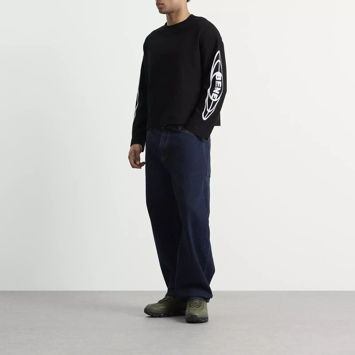 Bene Culture Worldwide Thermal Long Sleeve T-Shirt in Black