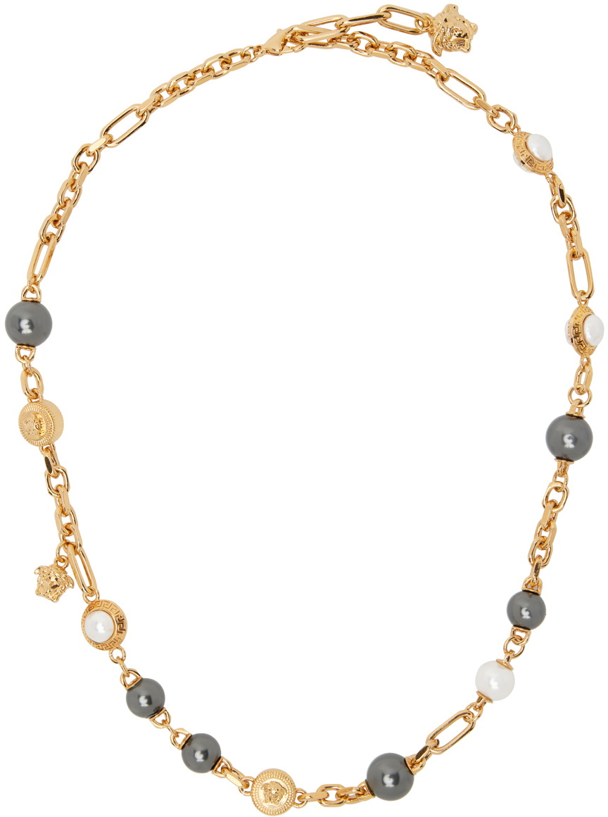 Versace Gold Pearl Medusa Necklace