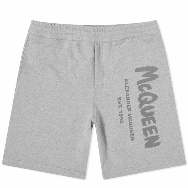 Photo: Alexander McQueen Men's Graffiti Logo Sweat Short in Pale Grey