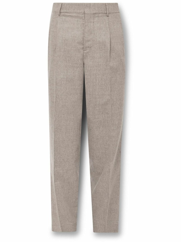 Photo: UMIT BENAN B - Slim-Fit Pleated Virgin Wool and Cashmere-Blend Suit Trousers - Brown
