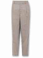 UMIT BENAN B - Slim-Fit Pleated Virgin Wool and Cashmere-Blend Suit Trousers - Brown