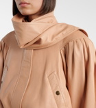 Chloé Scarf-detail cropped leather jacket