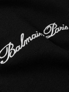 Balmain - Logo-Embroidered Cotton-Piqué Half-Zip Polo Shirt - Black