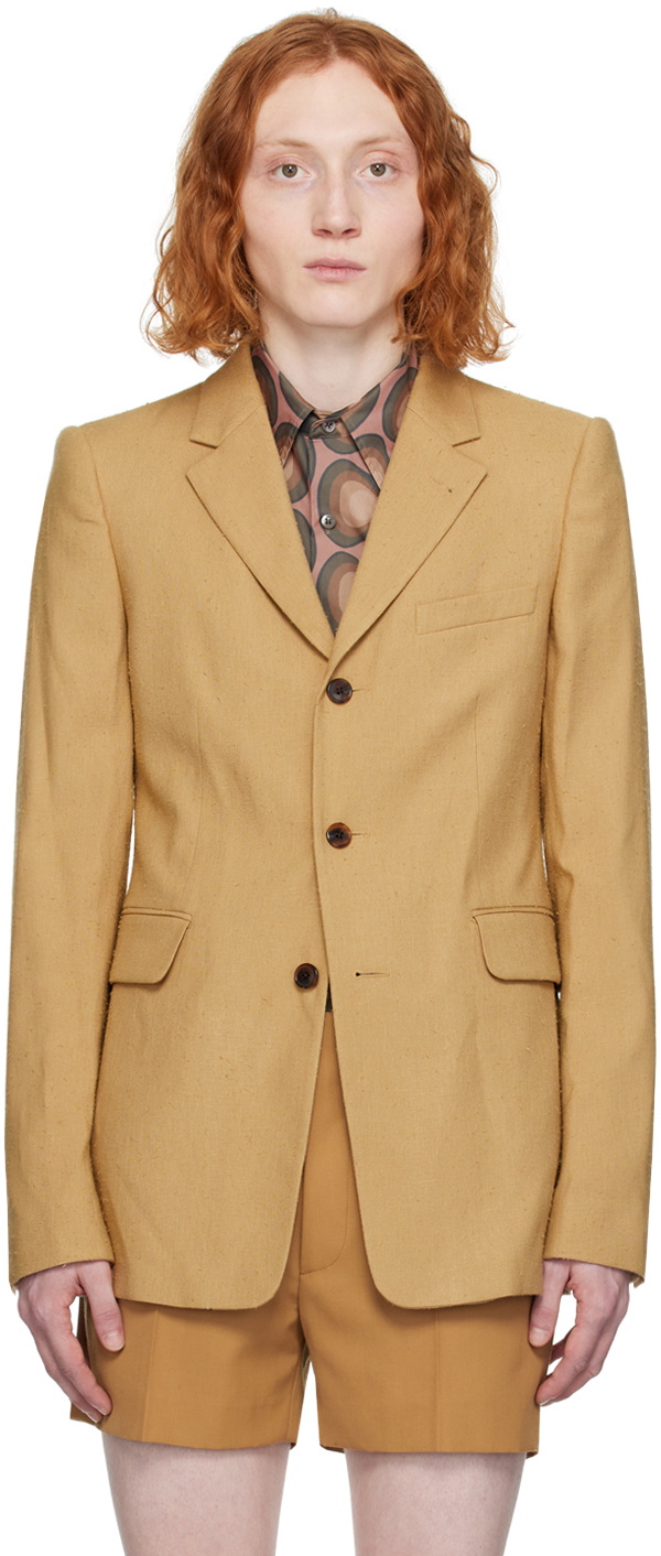 Dries Van Noten Beige Three-Button Blazer Dries Van Noten