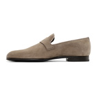 Brioni Taupe Suede Penny Loafers