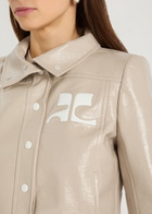 Courrèges Reedition Crinkled Vinyl Jacket Light Grey