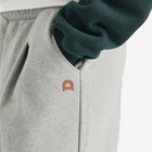 DUNST Women's Unisex Leather Logo Wide Sweat Pants in Melange Grey