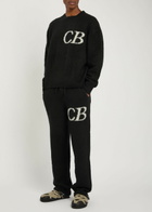 Cole Buxton Logo-intarsia Brushed Wool-blend Trousers Black