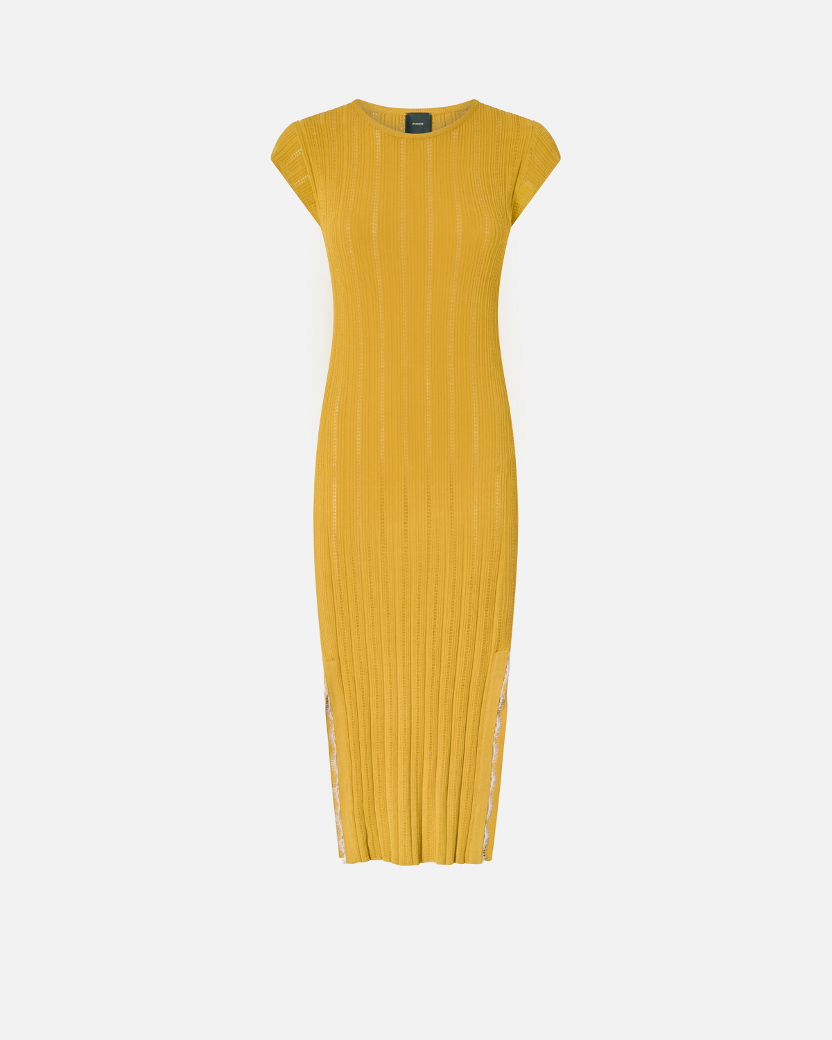 Pinko Knit Midi Dress With Openwork Yellow/Nude Pinko