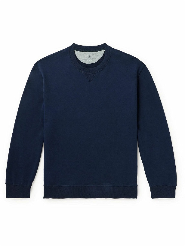 Photo: Brunello Cucinelli - Cotton-Jersey Sweatshirt - Blue