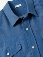 Caruso - Lyocell-Chambray Shirt - Blue