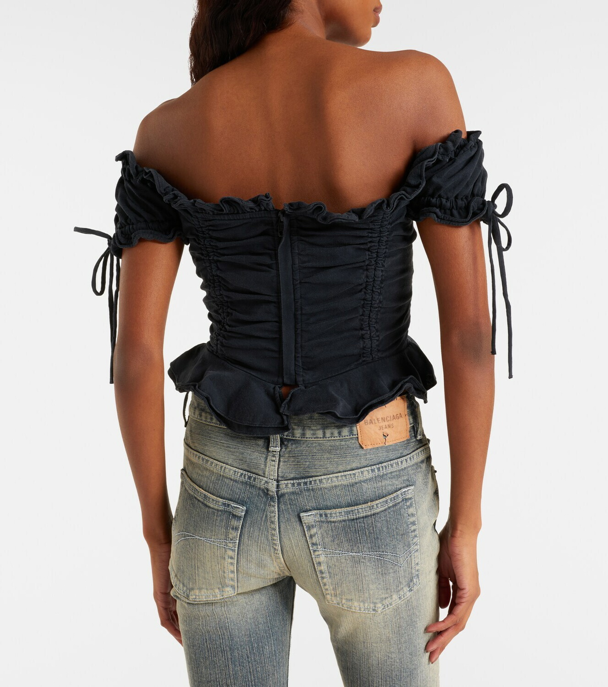Balenciaga Gathered cotton crop top