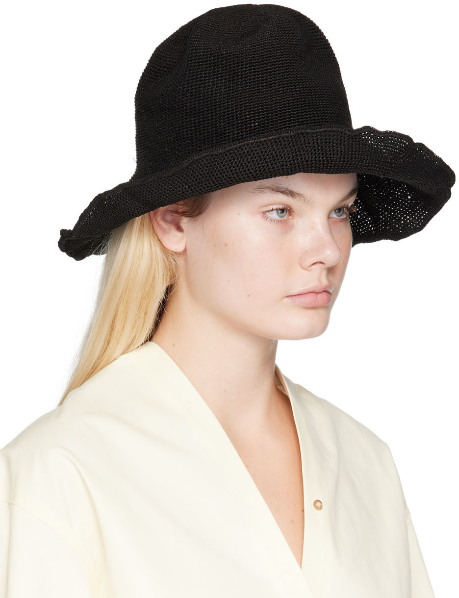 Totême Black Paper Straw Bucket Hat Toteme display picture 3