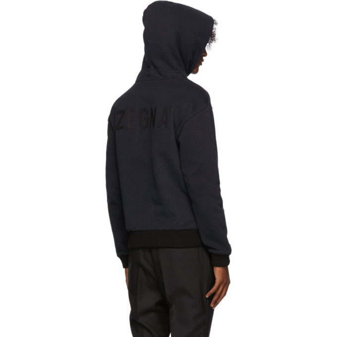 パーカー・フーディ ERMENEGILDO ZEGNA Men Hoodies N6MH01830 001 Black Zegna - Stretch-Cotton Jersey Zip-Up Hoodie - Black Zegna