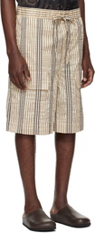 COMMAS Beige Rope Stripe Pocket Shorts