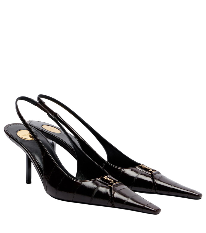 Photo: Saint Laurent Babylone eel leather slingback pumps