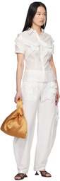 J.Kim White Smocked Flower Shirt