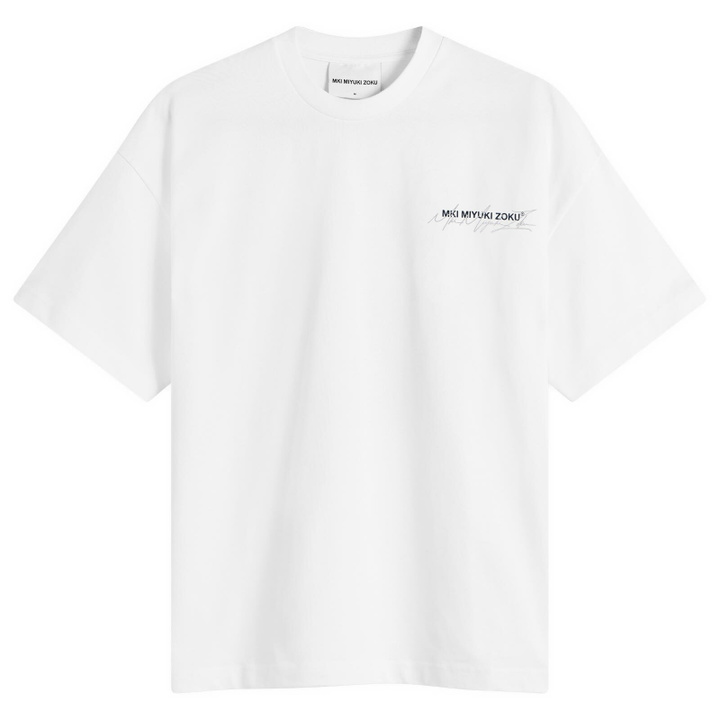 Photo: MKI Women's Signature Overlay T-Shirt Presented by END. in White/Light Grey
