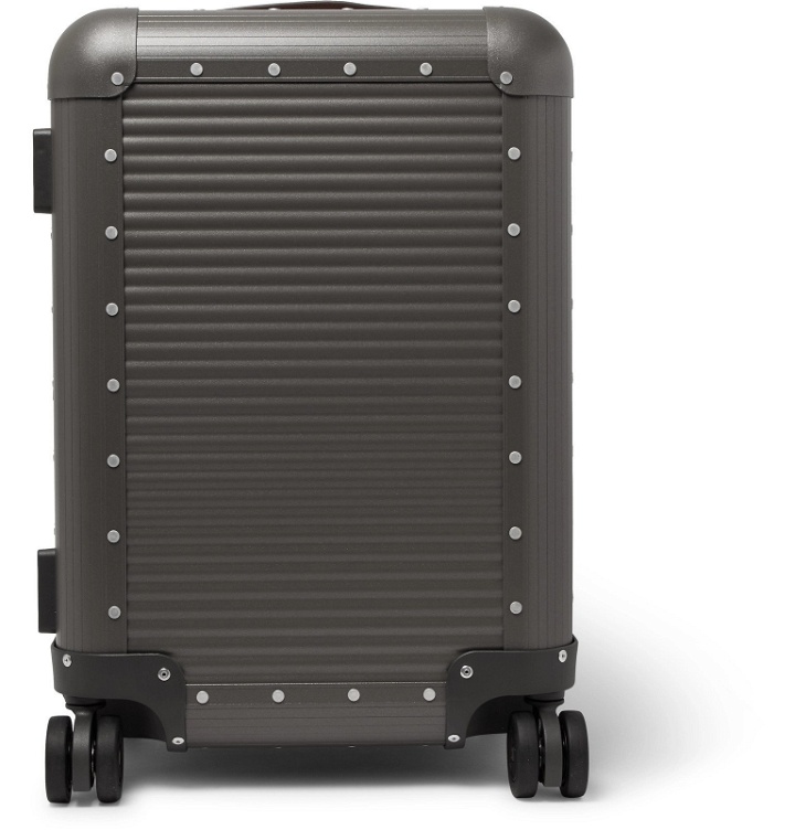 Photo: Fabbrica Pelletterie Milano - Spinner 53cm Leather-Trimmed Aluminium Carry-On Suitcase - Gray