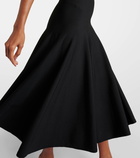 Alaïa Leather-trimmed midi dress