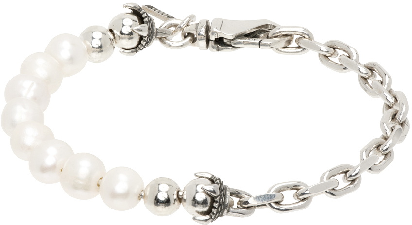 Emanuele Bicocchi SSENSE Exclusive Silver Pearl Bracelet