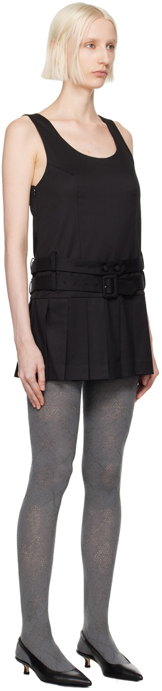 OPEN YY Black Belted Pleated Minidress