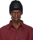 VETEMENTS Black Leather Biker Cross Logo Beanie