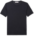 Orlebar Brown - Laughton Knitted Silk and Cotton-Blend T-Shirt - Navy