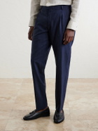 Mr P. - Slim-Fit Pleated Wool and Silk-Blend Dupioni Suit Trousers - Blue