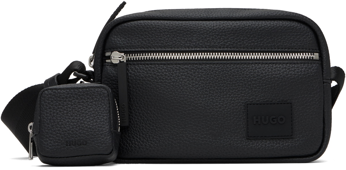 Hugo Black Faux-Leather Crossbody Bag