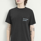 Universal Works Men's Script Logo Pocket T-shirt in Black